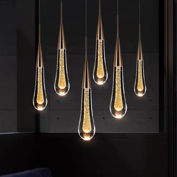 Современная хрустальная светодиодная люстра, подвесной светильник для ресторана, бара, лестницы, подвесной светильник в стиле ЛОФТ, светильники