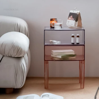 Современные прозрачные тумбочки, минималистичная мебель для спальни, прикроватный столик, Креативный шкаф для хранения, Штабелируемый шкафчик для гостиной
