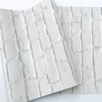 Современный винтажный 3D стереоэффект Рулон обоев из белого кирпича Виниловый ПВХ Деревенский Реалистичный обои из искусственного кирпича Водонепроницаемый