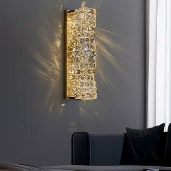 Современный Золотой Хромированный Роскошный Хрустальный настенный светильник, бра, светодиодная лампа для гостиной, спальни, ТВ, фоновое освещение, светильники для дома в помещении