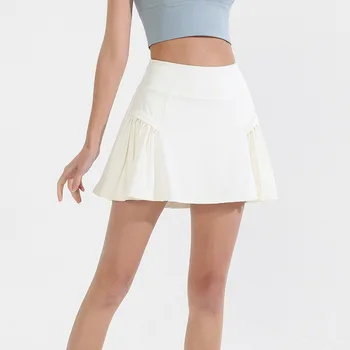 Спортивная короткая юбка для женщин летом, дышащие шорты для занятий фитнесом и йогой с высокой талией и защитой от бликов для бега