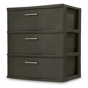 Стеллаж для хранения Sterilite с 3 выдвижными ящиками, коричневый, в 1 коробке