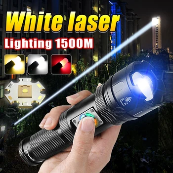 Супер яркий белый лазерный фонарик со светом COB Мощные светодиодные фонари Перезаряжаемый светодиодный фонарь Рабочий фонарь Охотничий фонарь