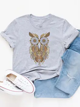 Трендовая одежда, женская одежда в стиле 90-х, милая сова, женская летняя футболка с графическим принтом, Модные повседневные футболки с коротким рукавом