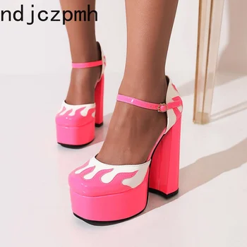 Туфли-лодочки, весенне-осенняя мода, Новый стиль, пикантные разноцветные туфли с открытым носком, милые вечерние женские туфли с квадратным носком, большие размеры 35-43