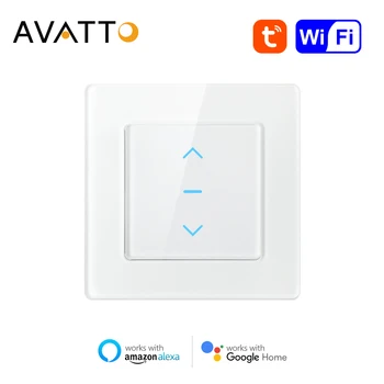 Умный выключатель штор AVATTO WiFi, рулонные шторы Tuya, электрический сенсорный выключатель с дистанционным управлением, работает с Alexa Google Home