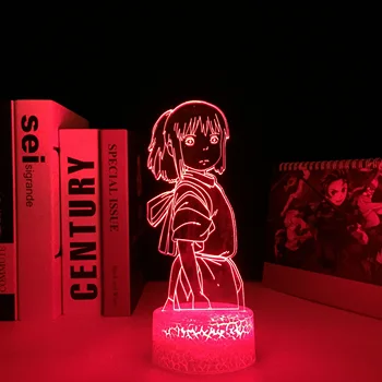 Унесенные Призраками Аниме Огино Тихиро LED Белый Базовый Светильник для Ребенка Подарок на День Рождения Декор Спальни Ночник 3D Настольная Лампа Челнока