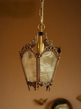 Французская люстра в стиле ретро, средневековая застекленная лампа, гостиная, спальня, коридор, столовая, декоративная лампа из европейско-американского мрамора