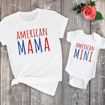 Футболка для мамы и малыша 4 июля, футболки для мамы и меня 4 июля, одинаковые комплекты для мамы и малыша, модные рубашки для мам в американском стиле