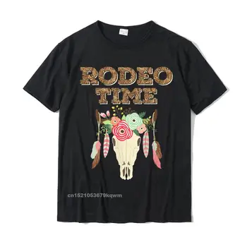 Футболка с черепом западного уроженца Boho Rodeo Time, забавная футболка, забавные топы, хлопковые мужские удобные футболки