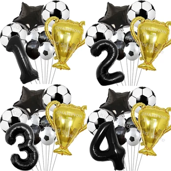 Футбольный трофей, 32-дюймовый набор воздушных шаров с номером, 1-й и 2-й Спортивные украшения для вечеринки по случаю дня рождения для мальчиков, футбольные латексные воздушные шары Globos Toys