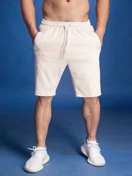 Хлопчатобумажные однотонные шорты для бега для мужчин, спортивные Свободные дышащие комфортные шорты для занятий фитнесом, бег трусцой, короткие штаны с карманом на молнии