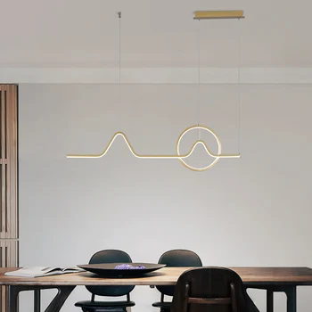 Художественная светодиодная лампа Подвесной светильник в скандинавском минималистичном стиле ресторанная люстра современная роскошь креативный обеденный стол длинная полоса