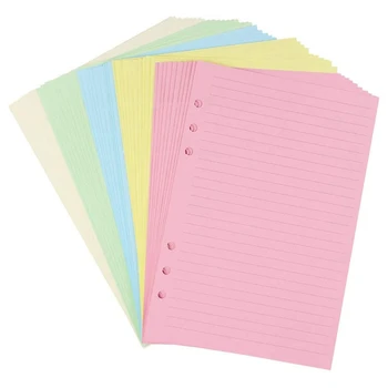 Цветные вкладыши для органайзера формата А5 с перфорированными линейками на 6 отверстий, 5-цветная бумага-вкладыш для ежедневника, 50 листов