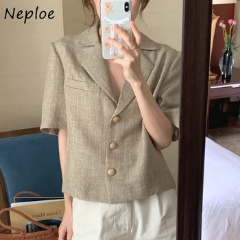 Шикарные пальто Neploe, женская повседневная одежда в ленивом стиле, летняя французская винтажная однобортная однотонная куртка с коротким рукавом 2023 года