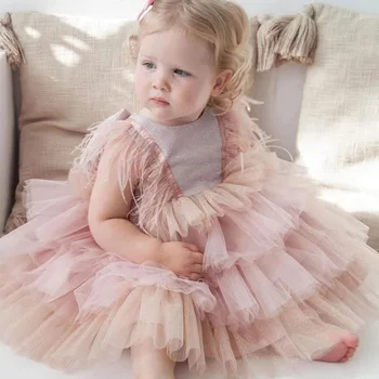 Элегантное Пышное платье для девочки, детский костюм для свадебной церемонии в цветочек, наряды на день рождения, розовое платье-пачка для 1-го причастия, детская праздничная одежда