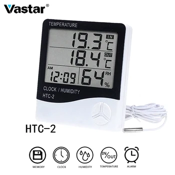 Электронный Цифровой Измеритель температуры и влажности Vastar LCD, Внутренний и Наружный Термометр, Гигрометр, Метеостанция, Часы HTC-1, HTC-2