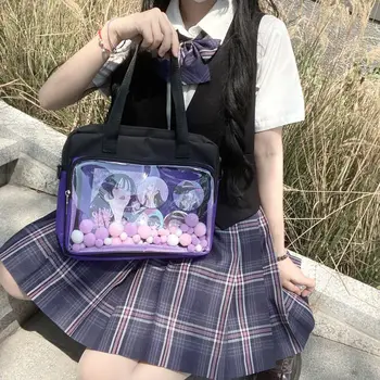 Японская красочная сумка Pain Bag Girl Fashion Прозрачная Односторонняя холщовая сумка на одно плечо Для коллеги, студента, сумки Itabag IB052