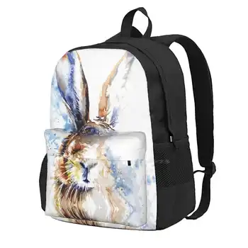 Ячменный заяц-акварель Школьная сумка для хранения, студенческий рюкзак, Заяц, дикое животное, Заячьи уши, Коричневая Красивая акварель