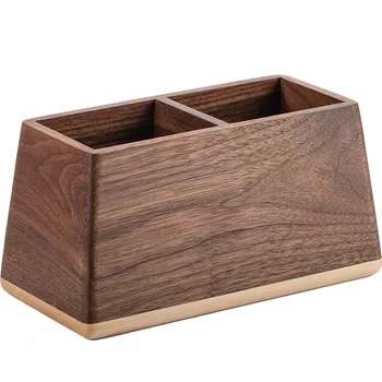 Ящик для хранения кистей для макияжа на рабочем столе из черного орехового дерева, туалетный столик, Отделочный ящик, держатель для ручек, картриджей